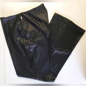 Vintage 80's Womens Black Leather Look Pants 30 x 29.5